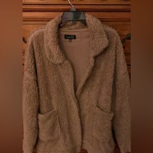 Cozy and stylish tan Sherpa jacket coat